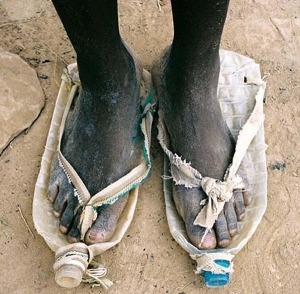 Shoes from drink bottles - a drastic (but impressive) African solution